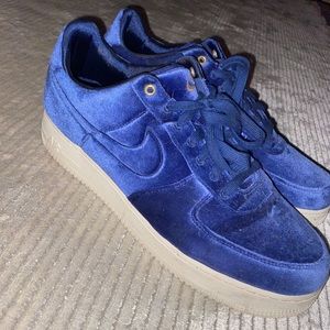 Blue Velour Nike Air Force One